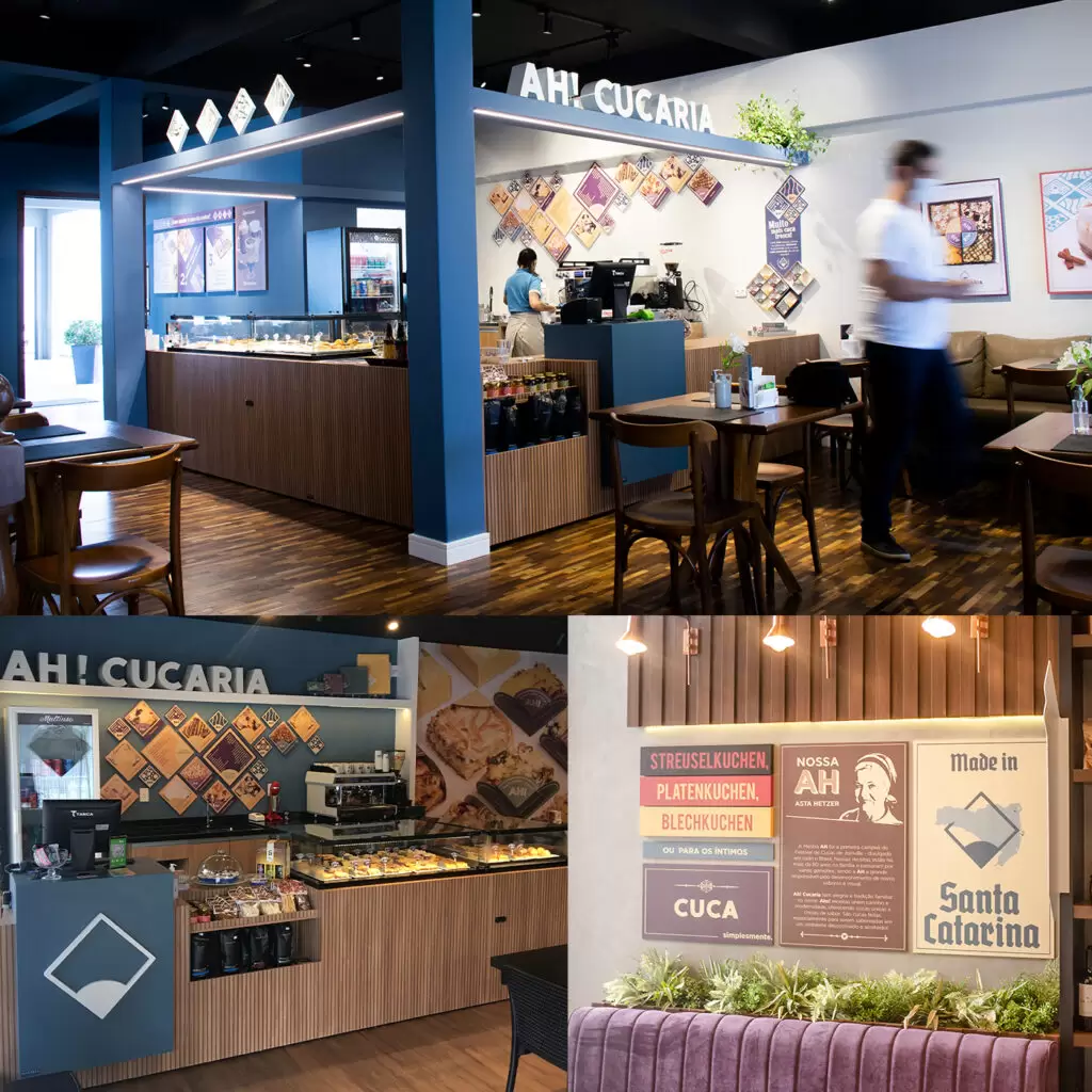 sinalização interna PDV rede de franquias AH! Cucaria