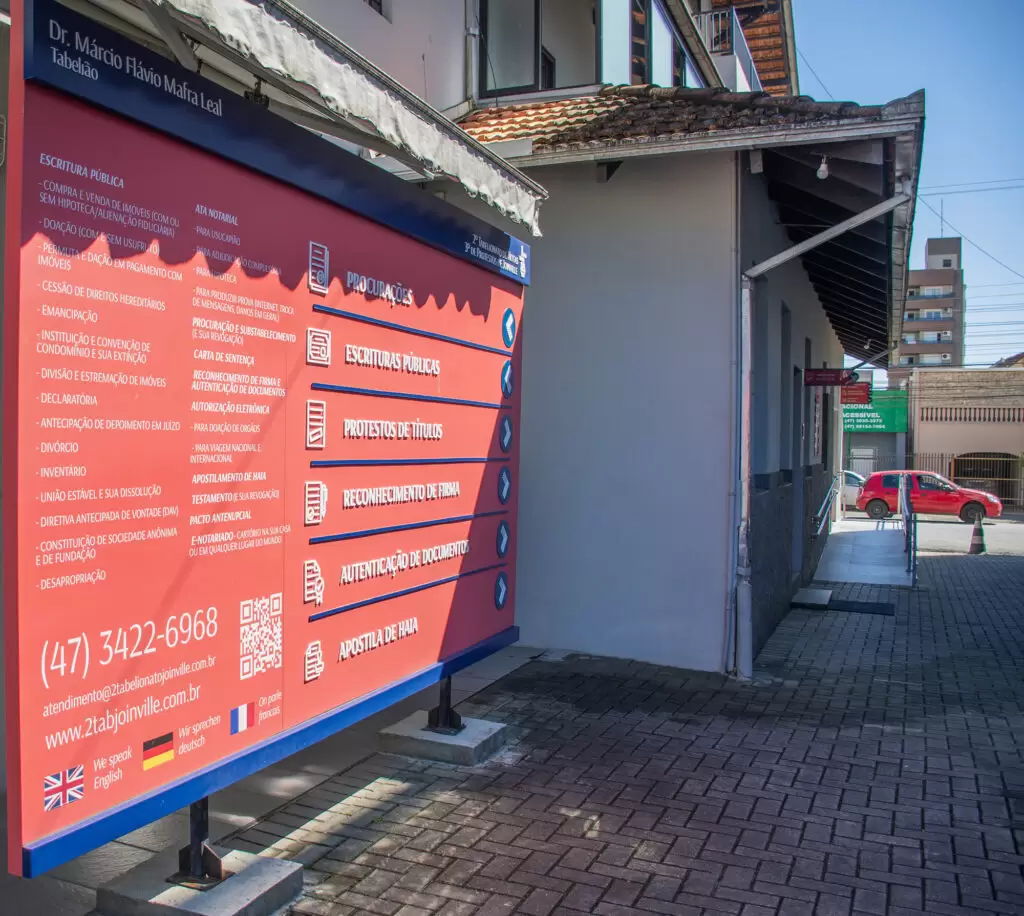 Projeto de sinalização 2º Tabelionato de notas e 3º de Protestos de Joinville