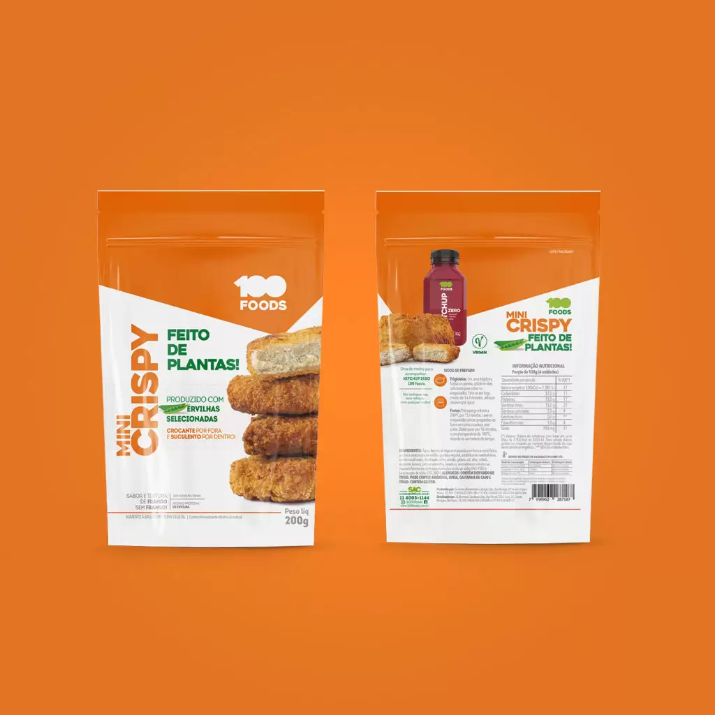 design de embalagens mini crispy 100 foods